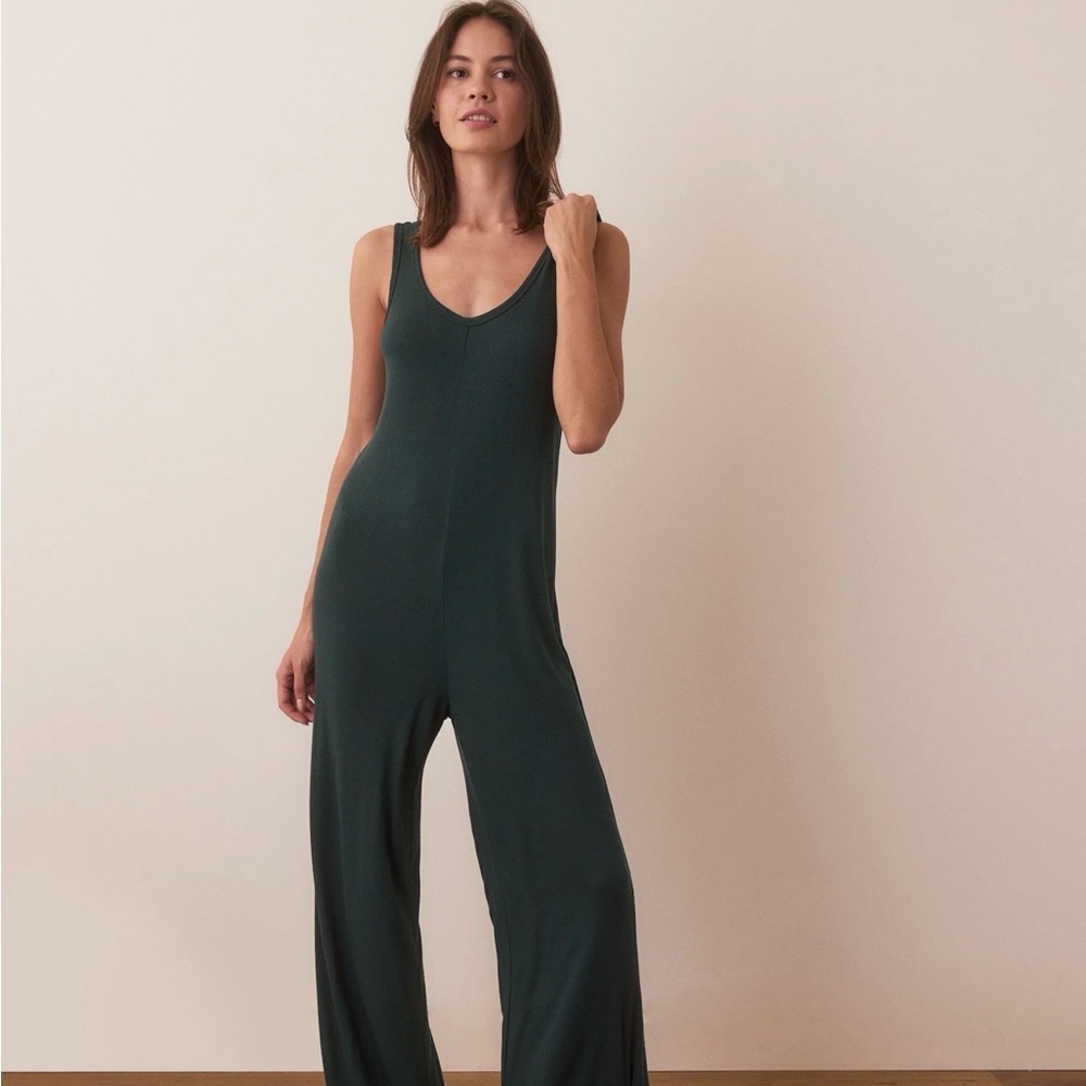 Marine Layer Lexi Rib Lounge Jumpsuit - Navy Blue - Small